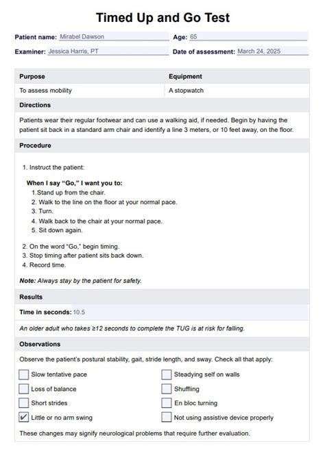 Timed Up And Go Test X10 Therapy