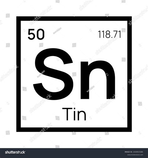 Tin Sn Periodic Table Elements Names Stock Vector Royalty Free