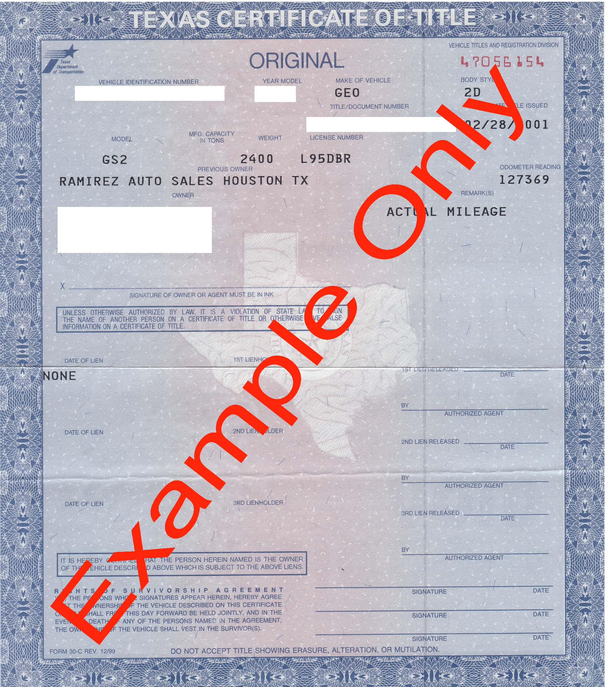 Title For Car Free Printable Documents