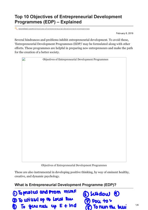 Top 10 Objectives Of Entrepreneurial Development Programmes Edp