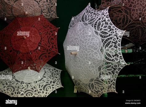 Traditional Spanish Umbrellas For Sale In A Souvenir Shop In Tenerife