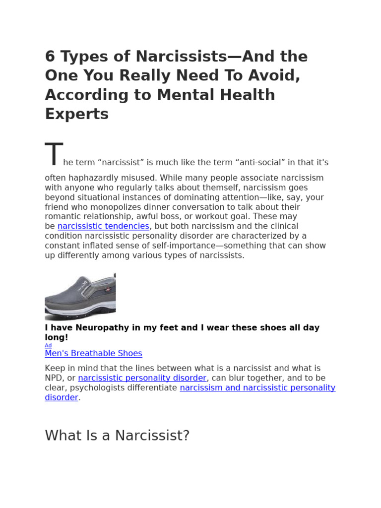 Types Of Narcissists