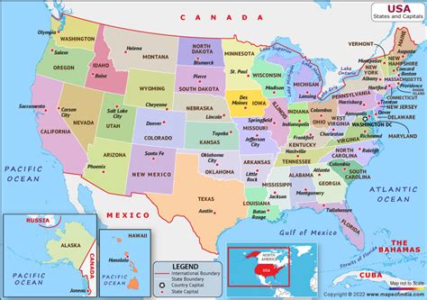 United States Map With Capitals Us Map Us States And Capitals Map