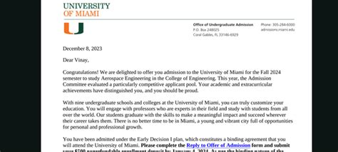 University Of Miami Acceptance R Intltousa