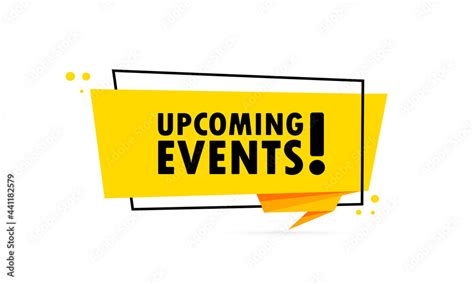 Upcoming Events Banner Upcoming Events Speech Bubble Stock Vector