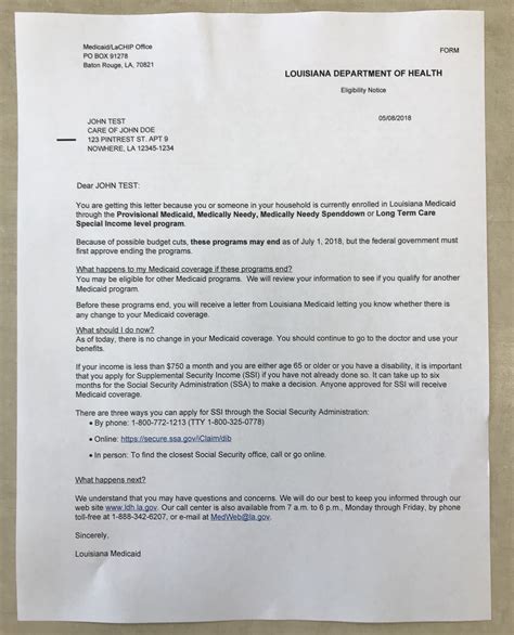 Update Letter To Go Out Medicaid Enrollees Outlining Cuts