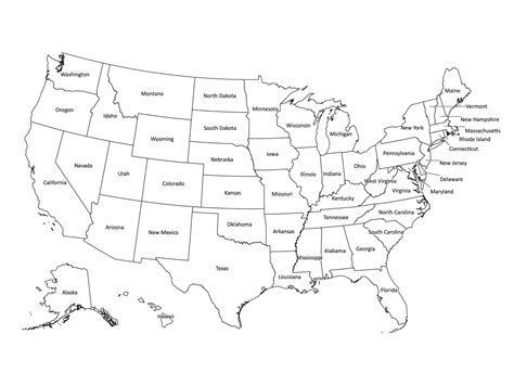 US Map Labeled With States