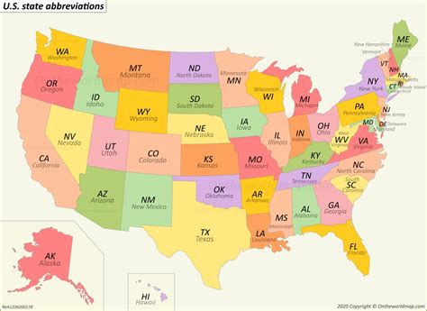 Us Map Labeled With Abbreviations Map Of United States Of America Usa