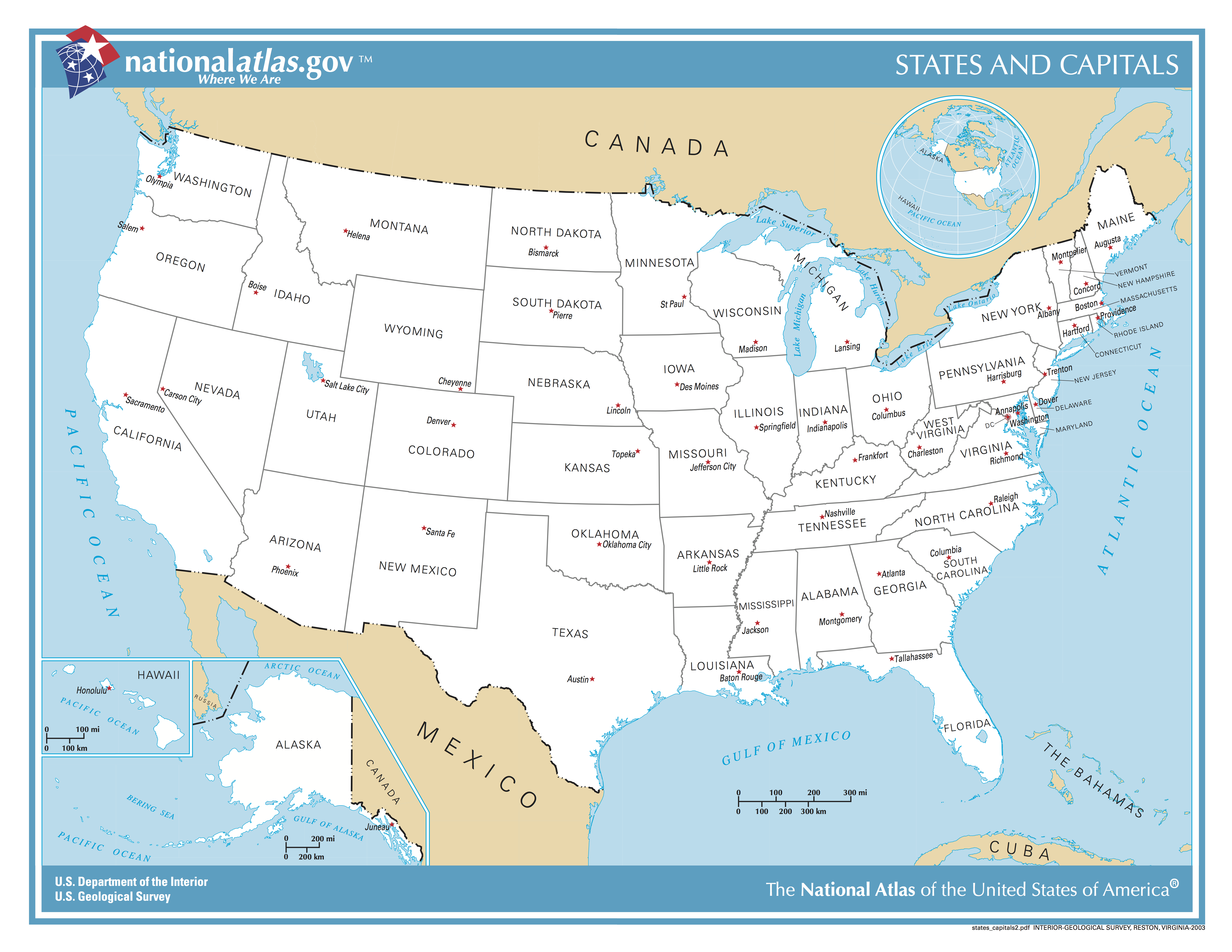 US States and Capitals Map Guide