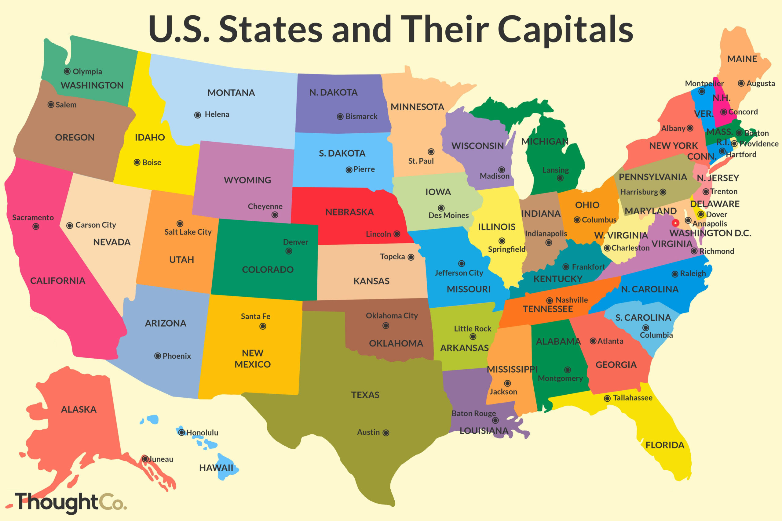 Usa Map States And Capitals