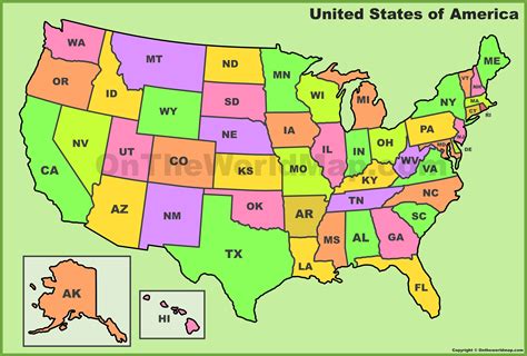 Usa Map With State Names And Abbreviations