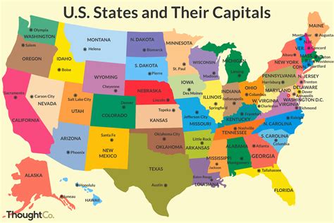 Usa Map With State Names And Capitals