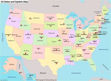 Usa Map With States Names And Capitals