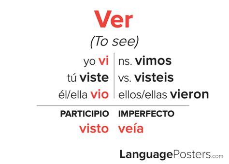 Ver Conjugation in Preterite Tense