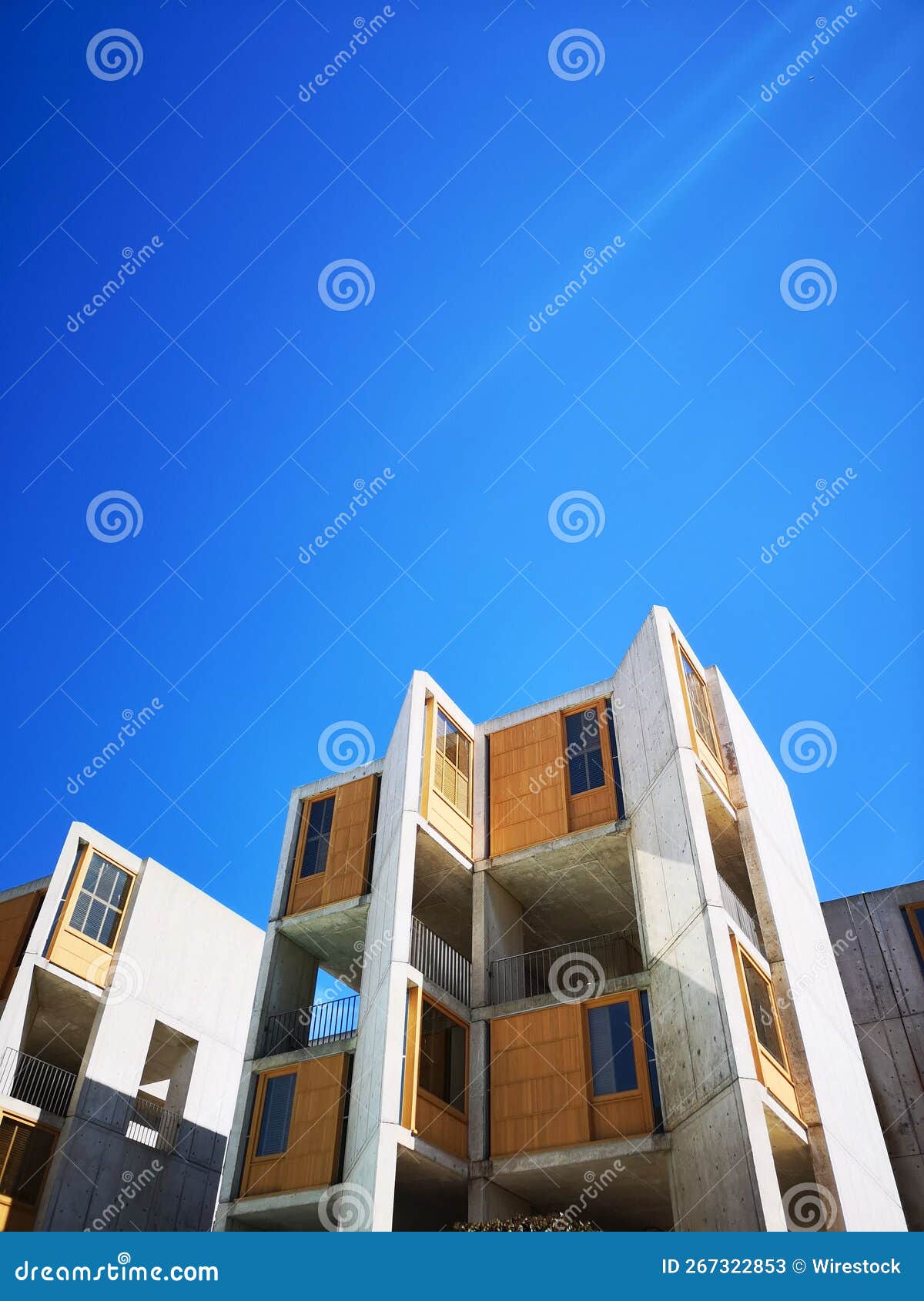 Vertical Shot Of A Building In A Salk Institute Louis Kahn Design Stock