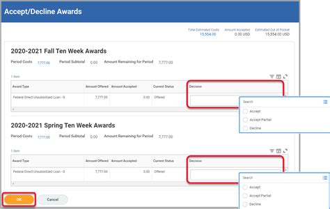 View Accept Or Decline Awards Office Of Financial Aid