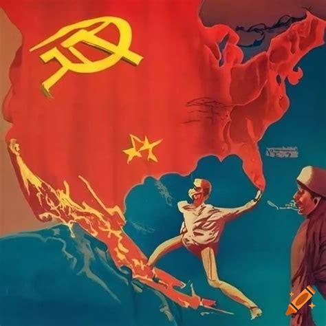 Vintage Propaganda Poster Of Ussr Against The Us During Cold War On Craiyon