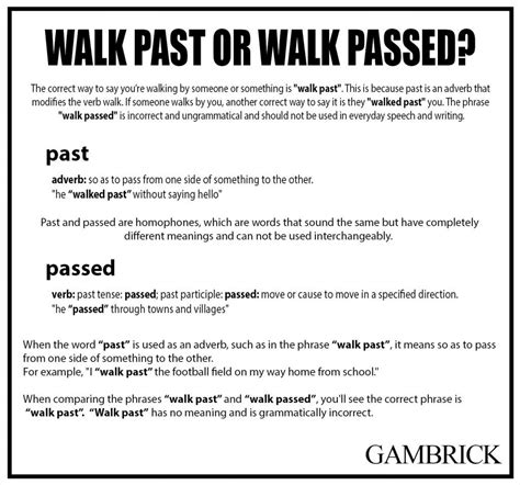 Walk Past or Walk Passed Difference