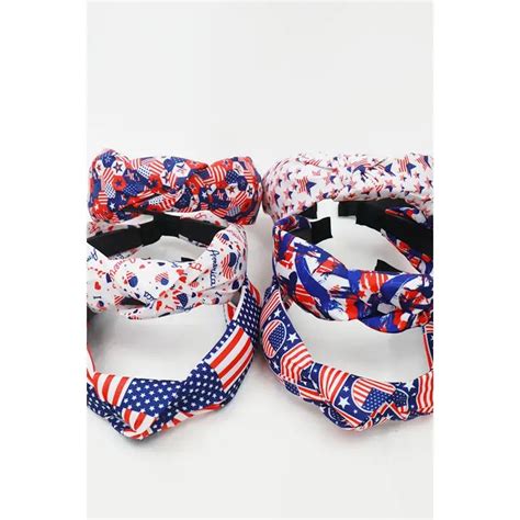 Wholesale Usa Flag American Patriotic Twisted Headband For Your Store