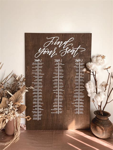 Wooden Wedding Seating Chart Sign Be Our Guest Find Your Seat Your