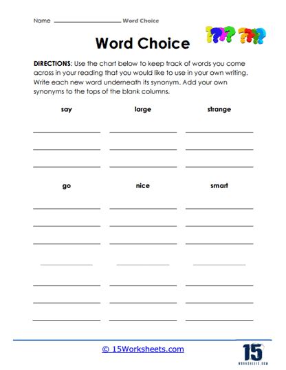 Word Choices Worksheets 15 Worksheets Com