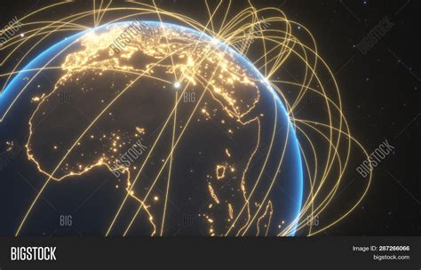 World Connections With City Lights Blue Earth Globe Spinning Earth