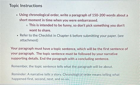 Write A Five Sentence Paragraph Using Chronological Order
