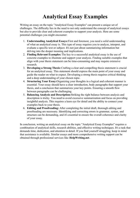 Writing An Analytical Essay The Basics Tips Example And Topics