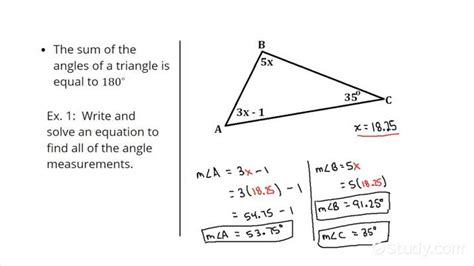 Writing An Equation To Find Angle Measures Of A Triangle Given Angles