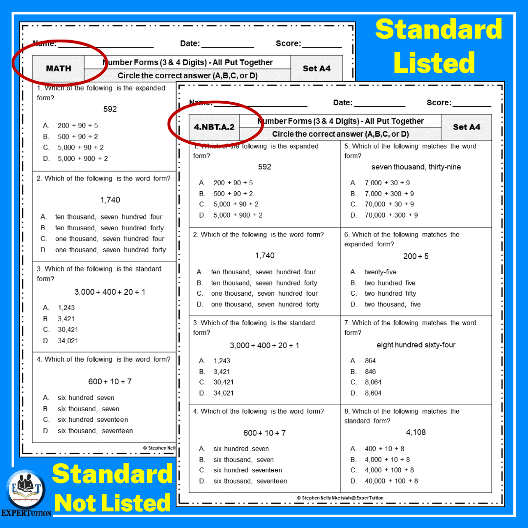 Writing Numbers In Standard Word And Expanded Forms Expertuition