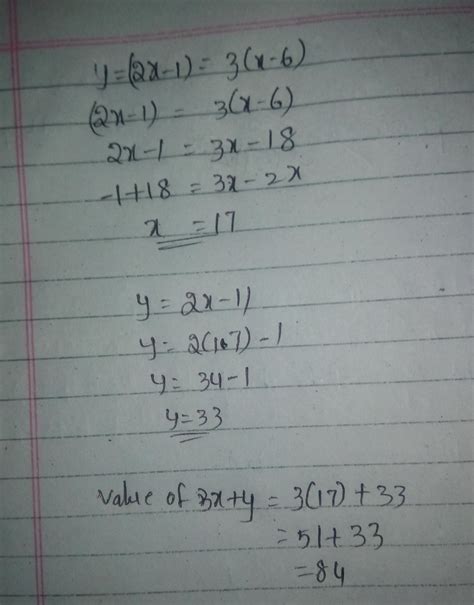 Y 2X 1 3 X 6 Then Find The Possible Values Of 3X Y