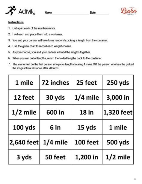 Yards Feet And Inches Image Free Printable Math Worksheets