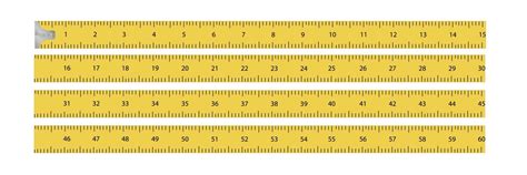 Yellow Realistic Ruler Measuring Scale 60 Centimeters Vector